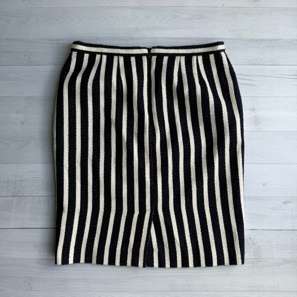 Vintage Talbots Navy & White Woven Cotton Striped Pencil Skirt 4P - Picture 5 of 7
